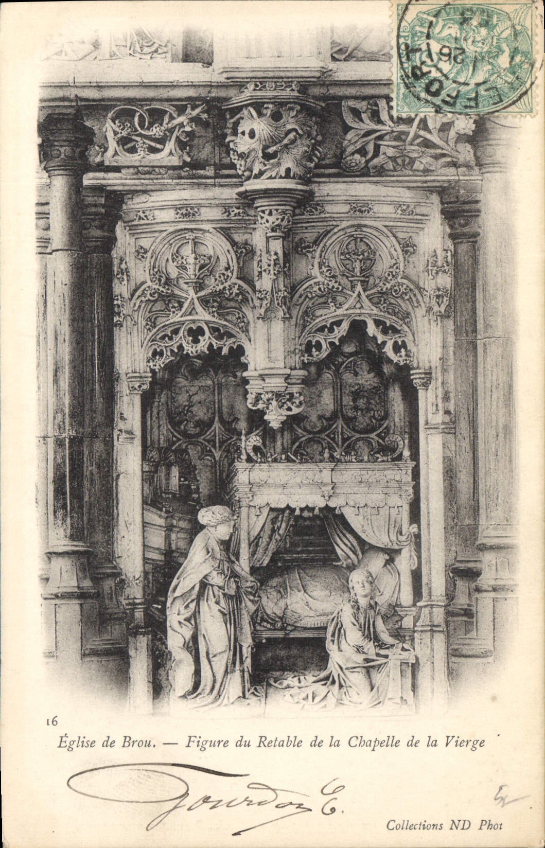CPA Eglise de Brou Figure du Retable de la Chapelle de la Vierge