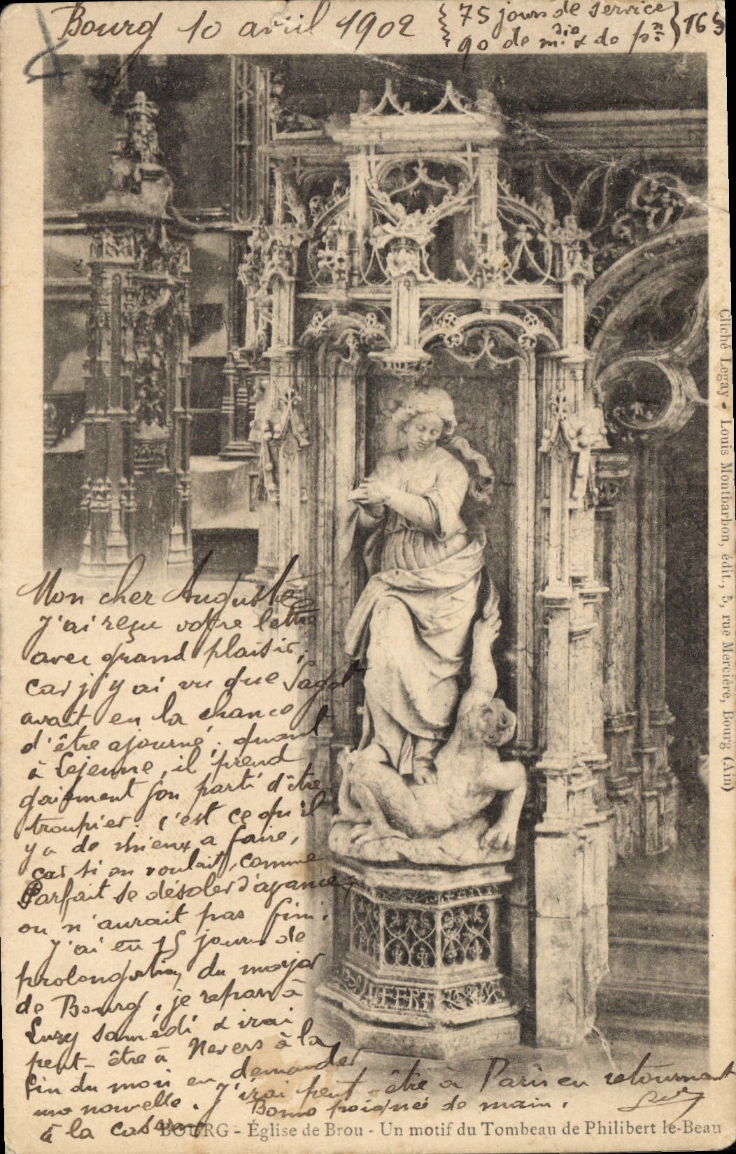CPA Bourg Eglise de Brou un motif du Tombeau de Philibert le Beau