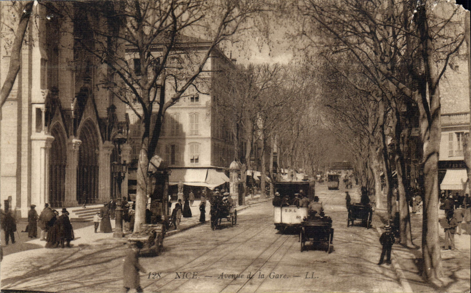 CPA Nice Avenue de la Gare Tramway