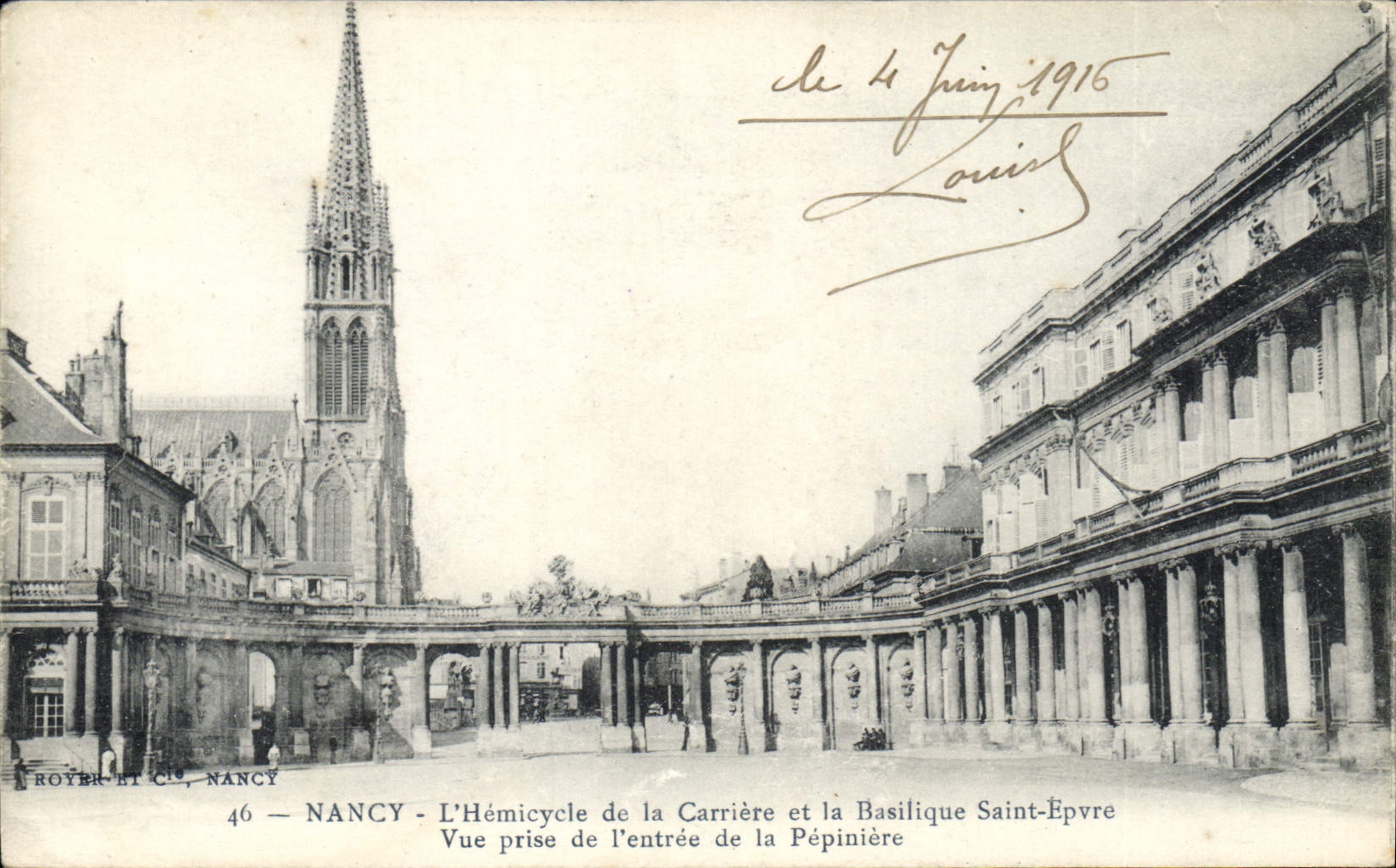 CPA Nancy L'Hemicycle de la Carriere et la Basilique Saint Epvre vue prise de l'entree de la Pepinie