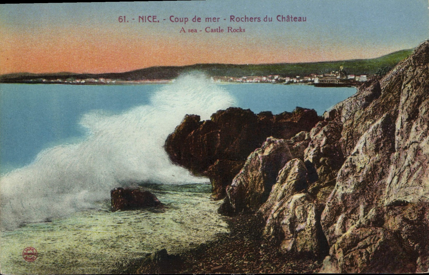 CPA Nice Coup de mer Rochers du Chateau 