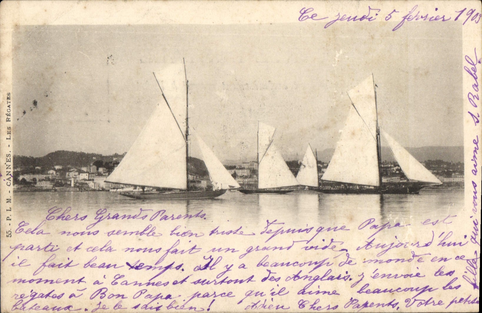 CPA Cannes Les Regates Bateaux