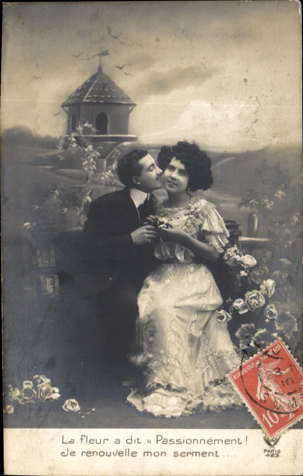 CPA La fleur a dit Passionnement je renouvelle mon serment Femme