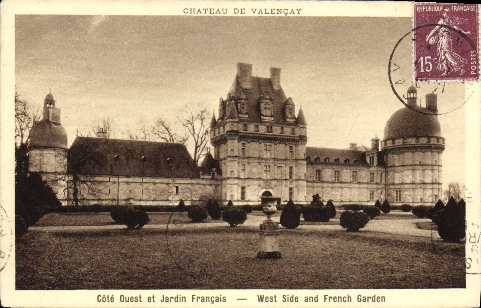 CPA Chateau de Valencay cote Ouest et Jardin Francais