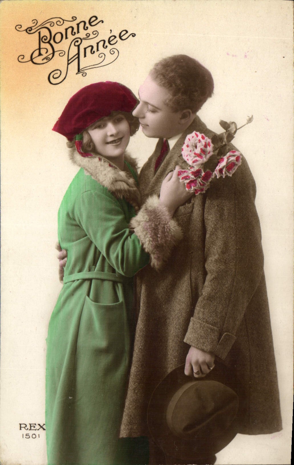 CPA Bonne Annee Femme