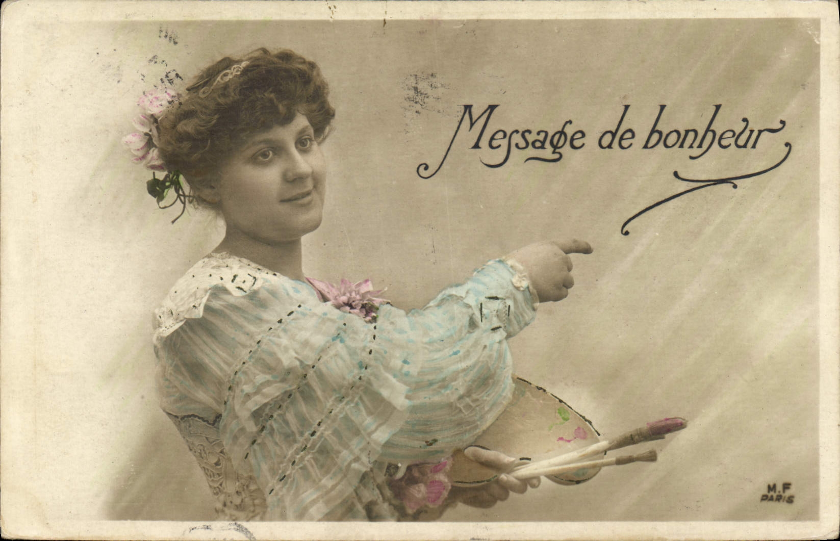 CPA Message de bonheur Femme