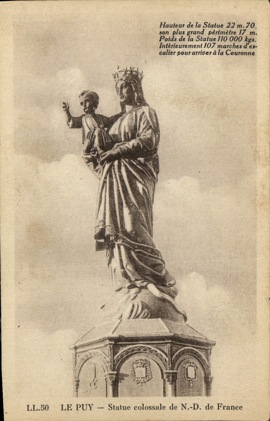CPA Le Puy Statue Colossale de N d de France 