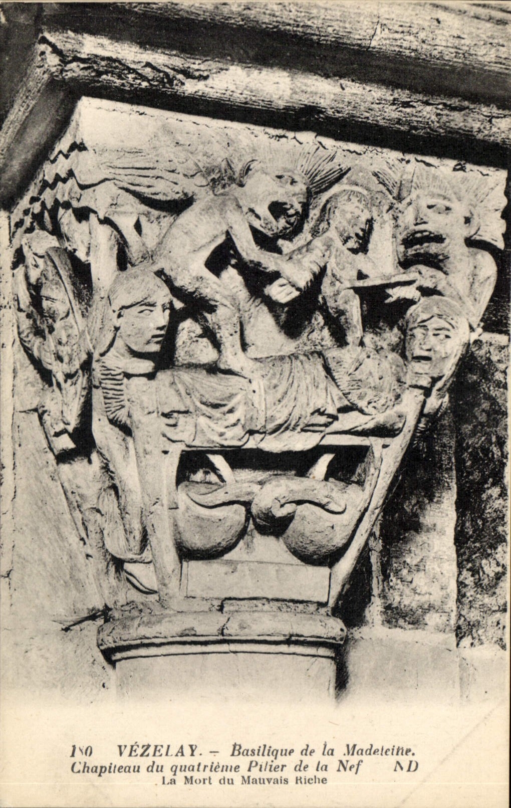 CPA Vezelay Basilique de la Madeleine Chapiteau du Quatrieme Pilier de la Nef la Mort du Mauvais Ric