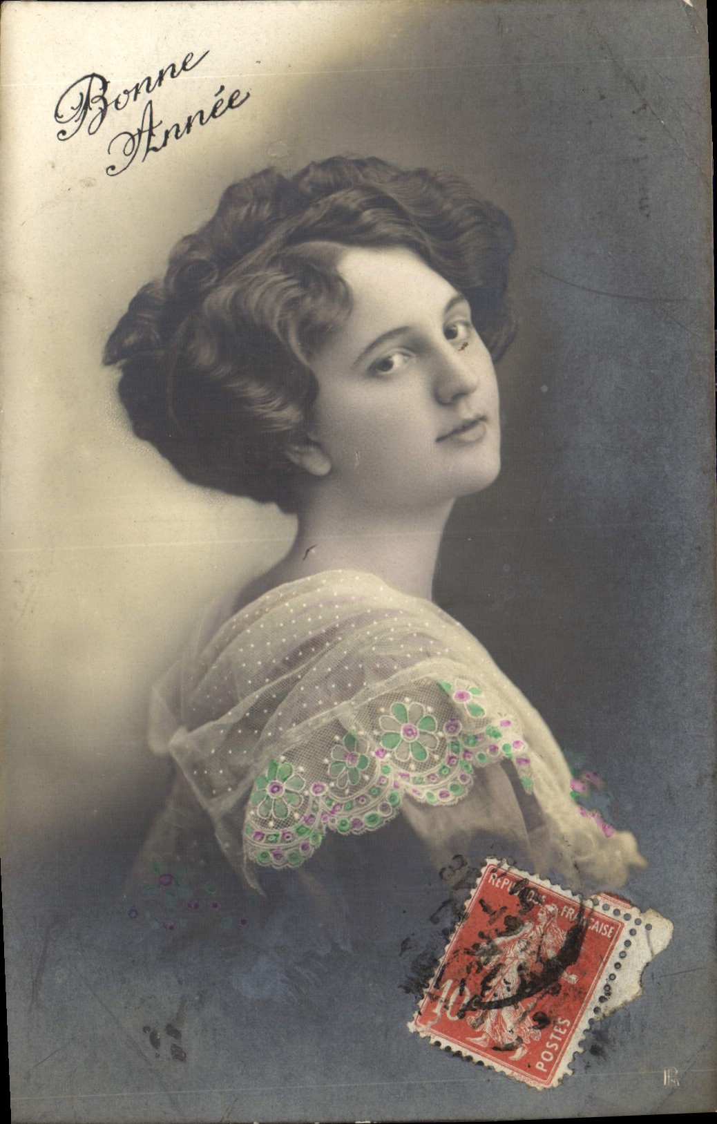 CPA Bonne Annee Femme