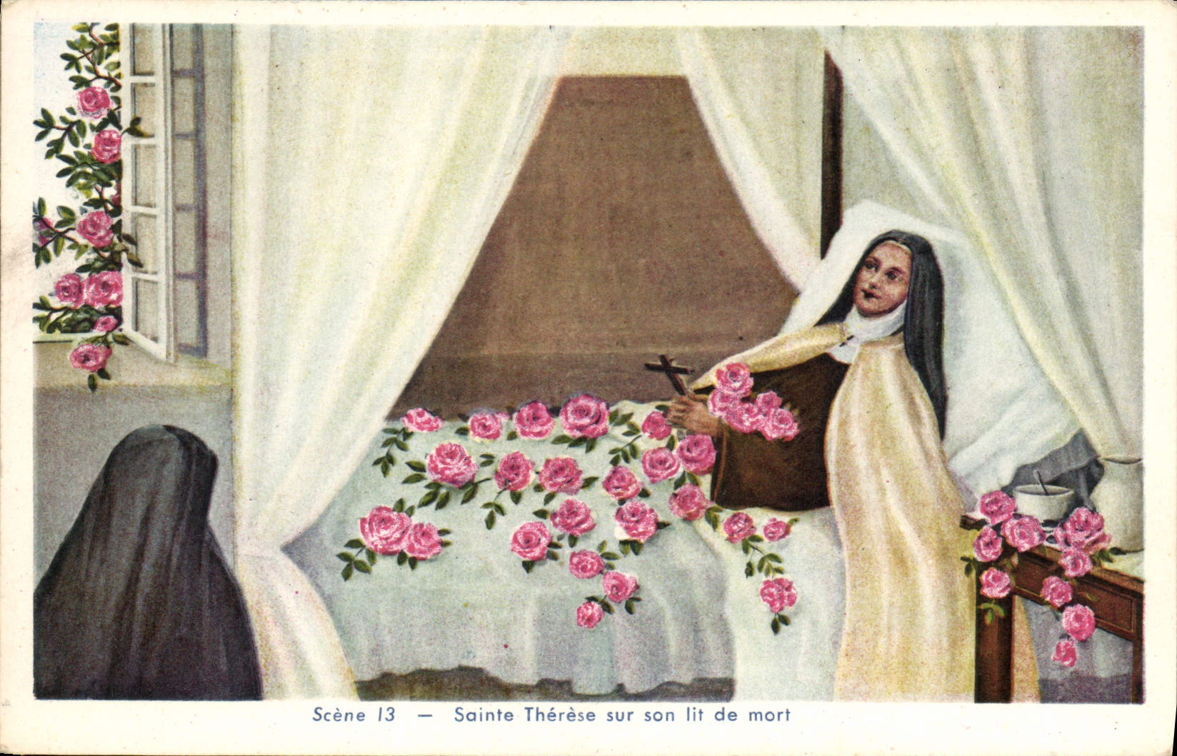 CPA Scene 13 Sainte Therese sur son lit de mort 