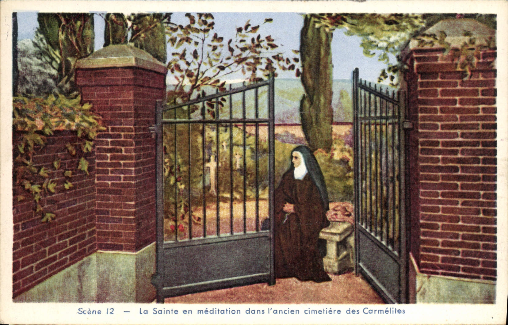 CPA Scene 12 la Sainte en meditation dans l'ancien cimetiere des Carmelites 