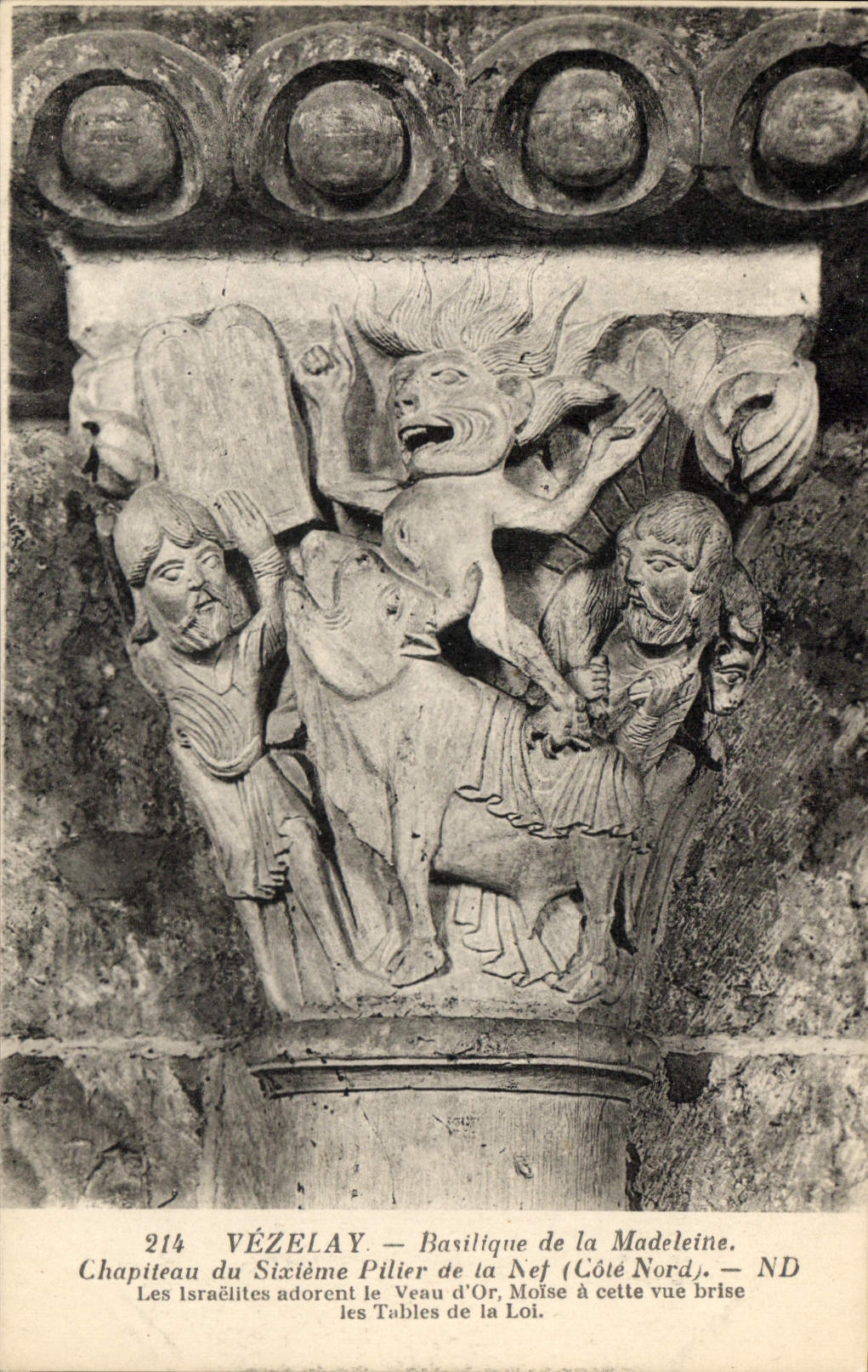CPA Veselay Basilique de la Madeleine Chapiteau du Sixteme Pilier de la Nef Cote Nord