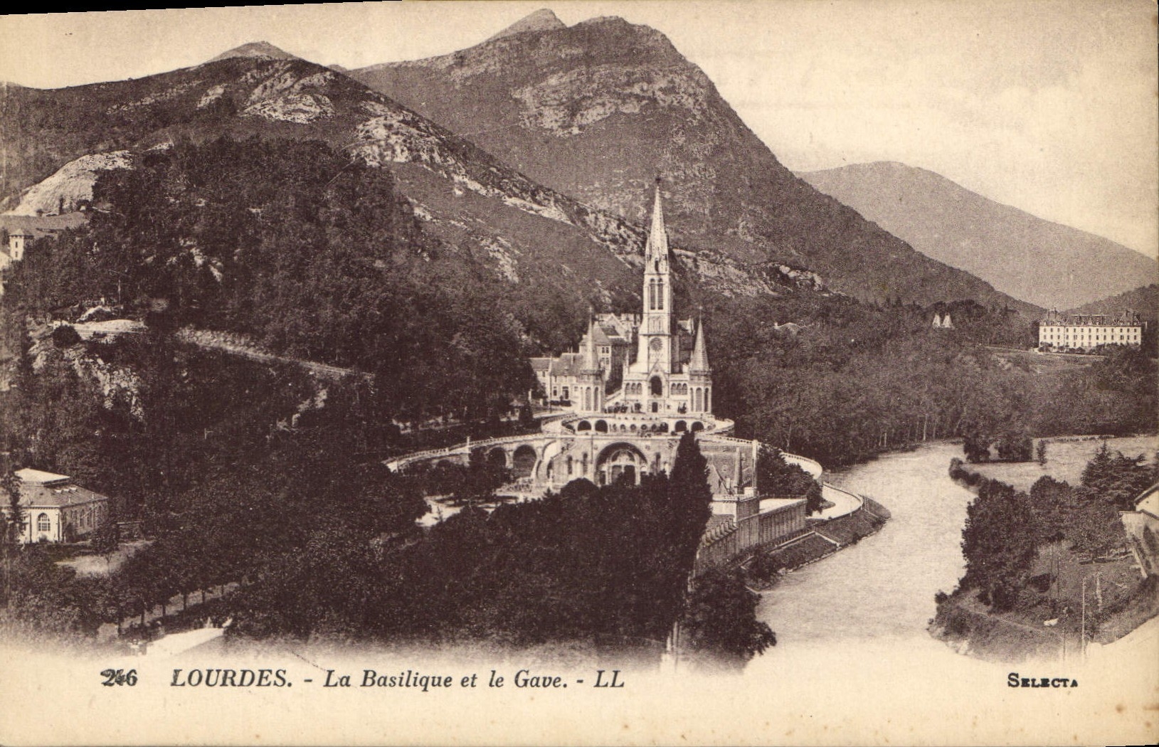 CPA Lourdes La Basilique et le Gave 