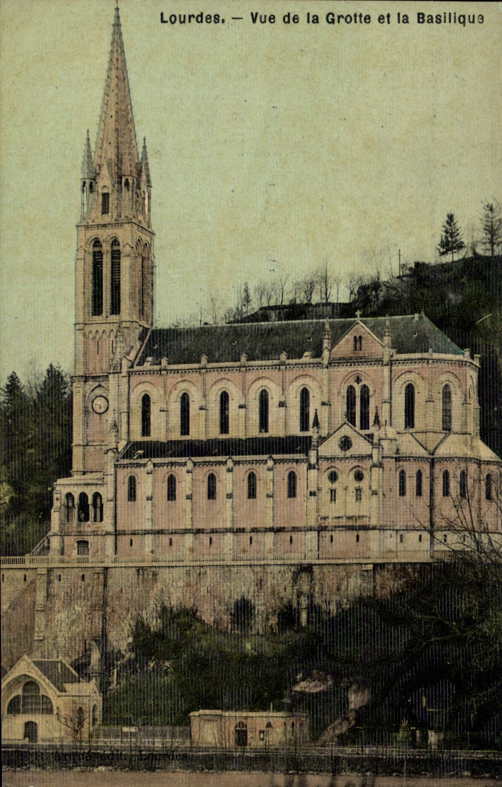 CPA Lourdes Vue de la Grotte et la Basilique 