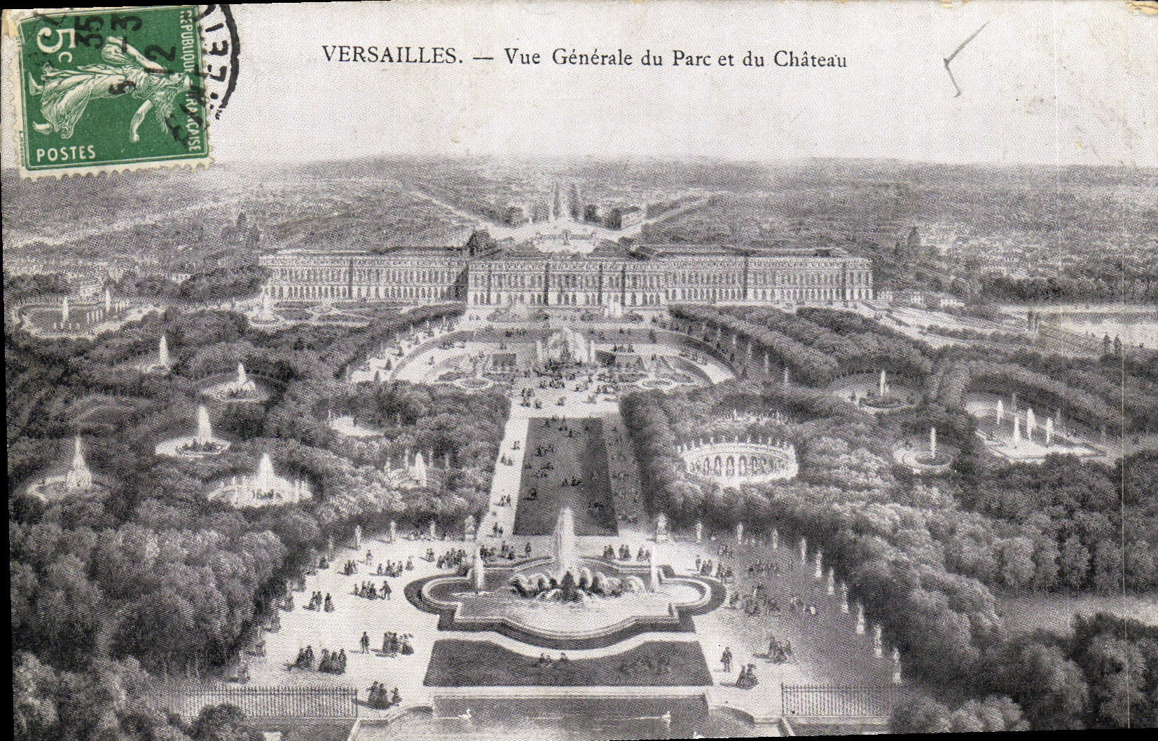 CPA Versailles Vue Generale du Parc et du Chateau 