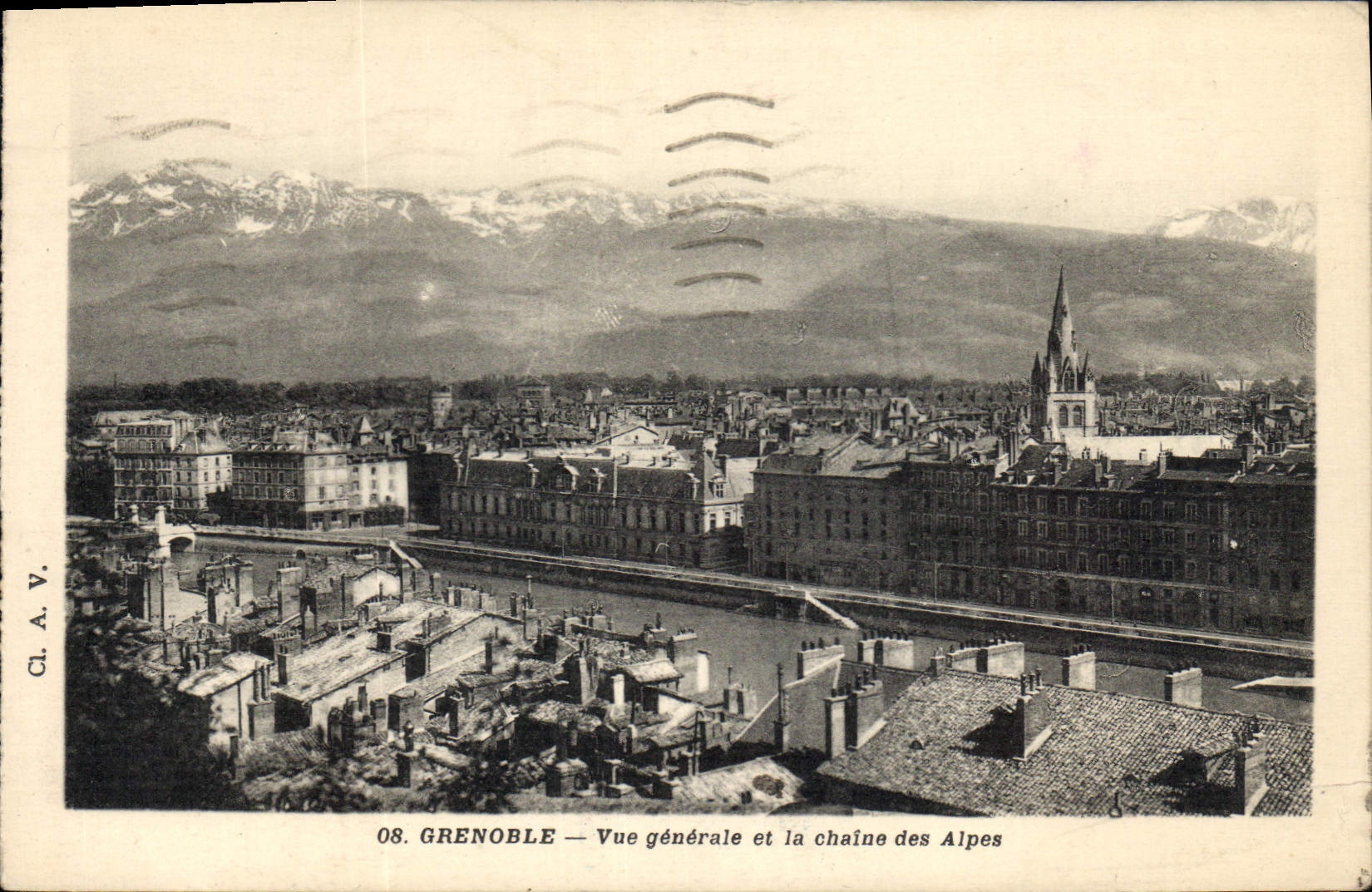 CPA Grenoble Vue generale et la chaine des Alpes 