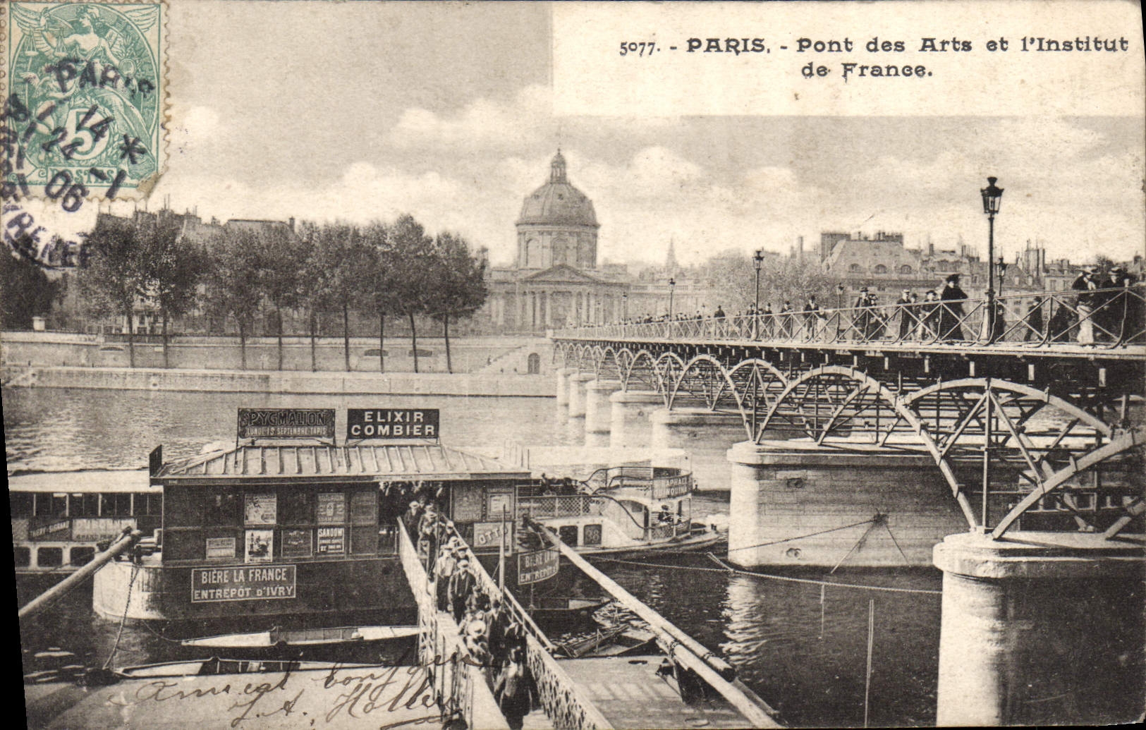 CPA Paris Pont des Arts et l'Institut de France Elixir Combier