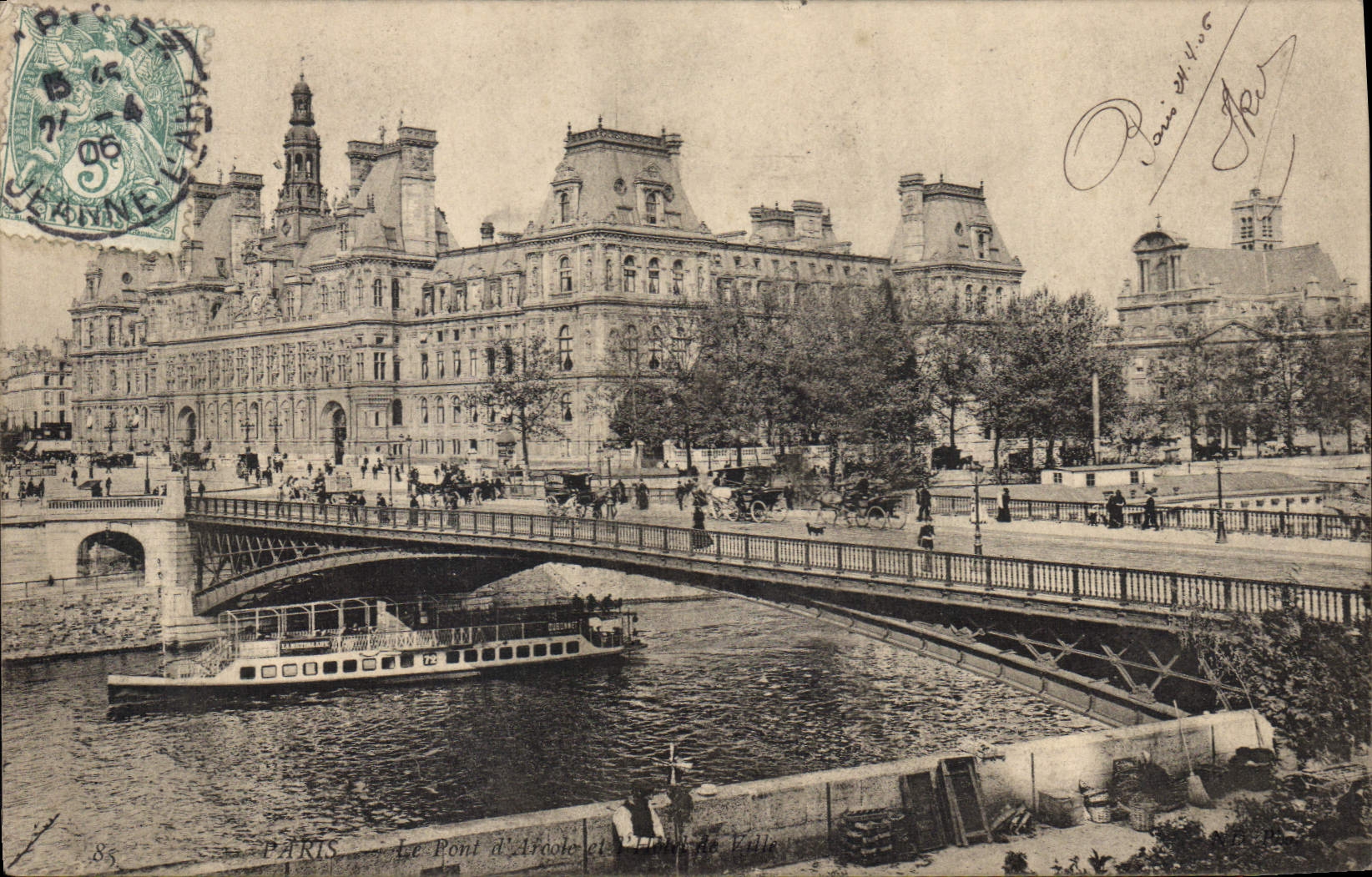 CPA Paris Hotel de ville Bateau