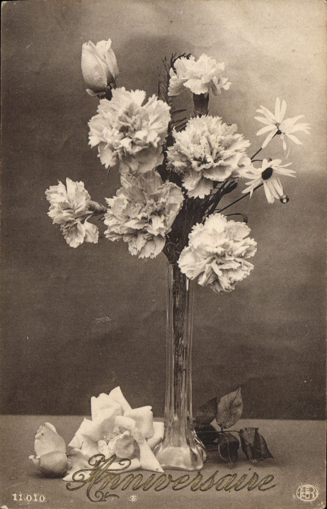 CPA Anniversaire Fleurs