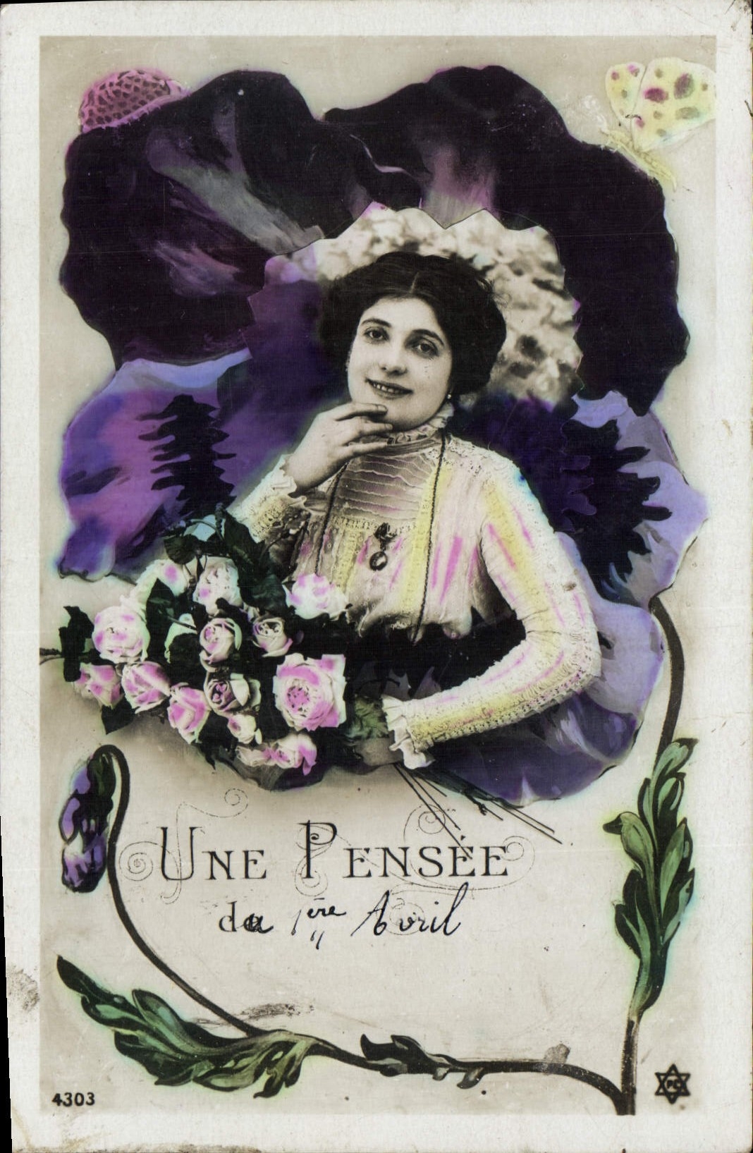 CPA Une Pensee Avril Femme