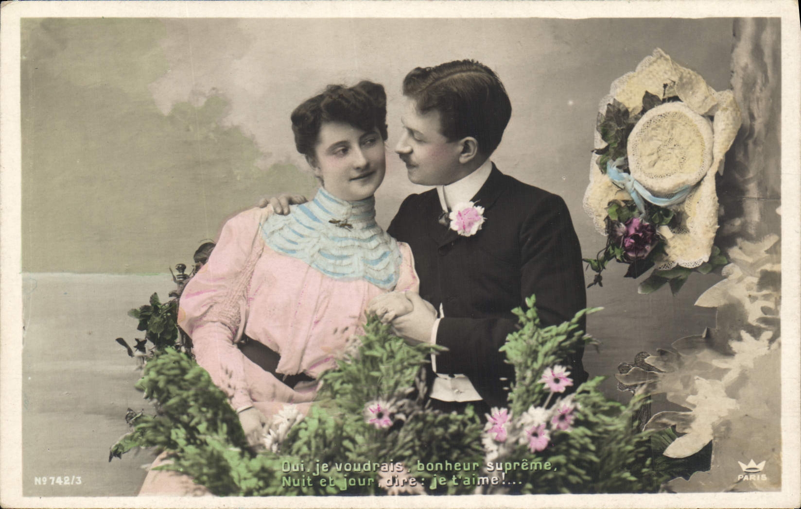 CPA Oui je voudrais bonheur supreme Nuit et jour dire je t'aime Femme