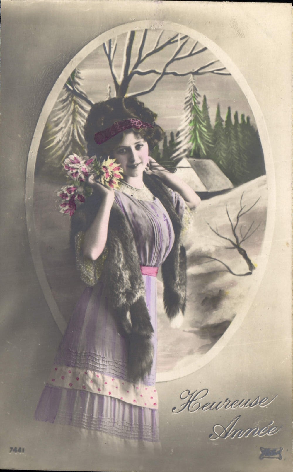 CPA Heureuse Annee Femme