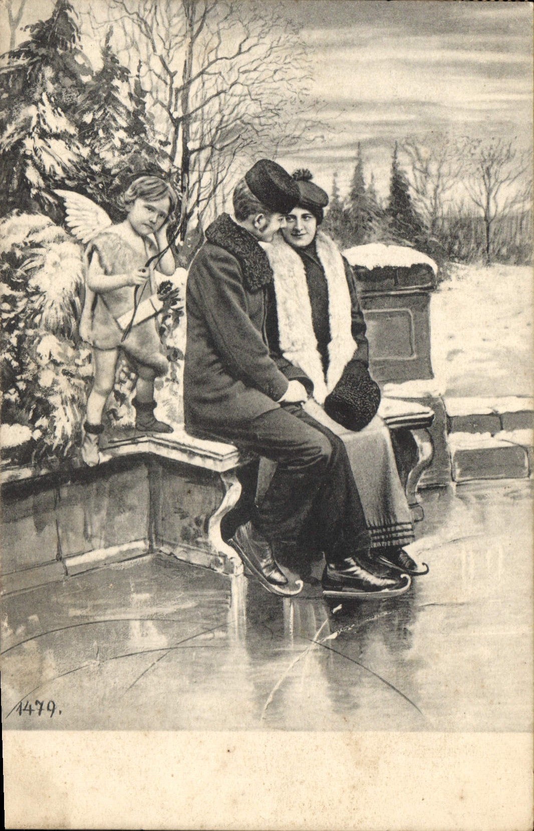 CPA Femme Patins a glace Ange