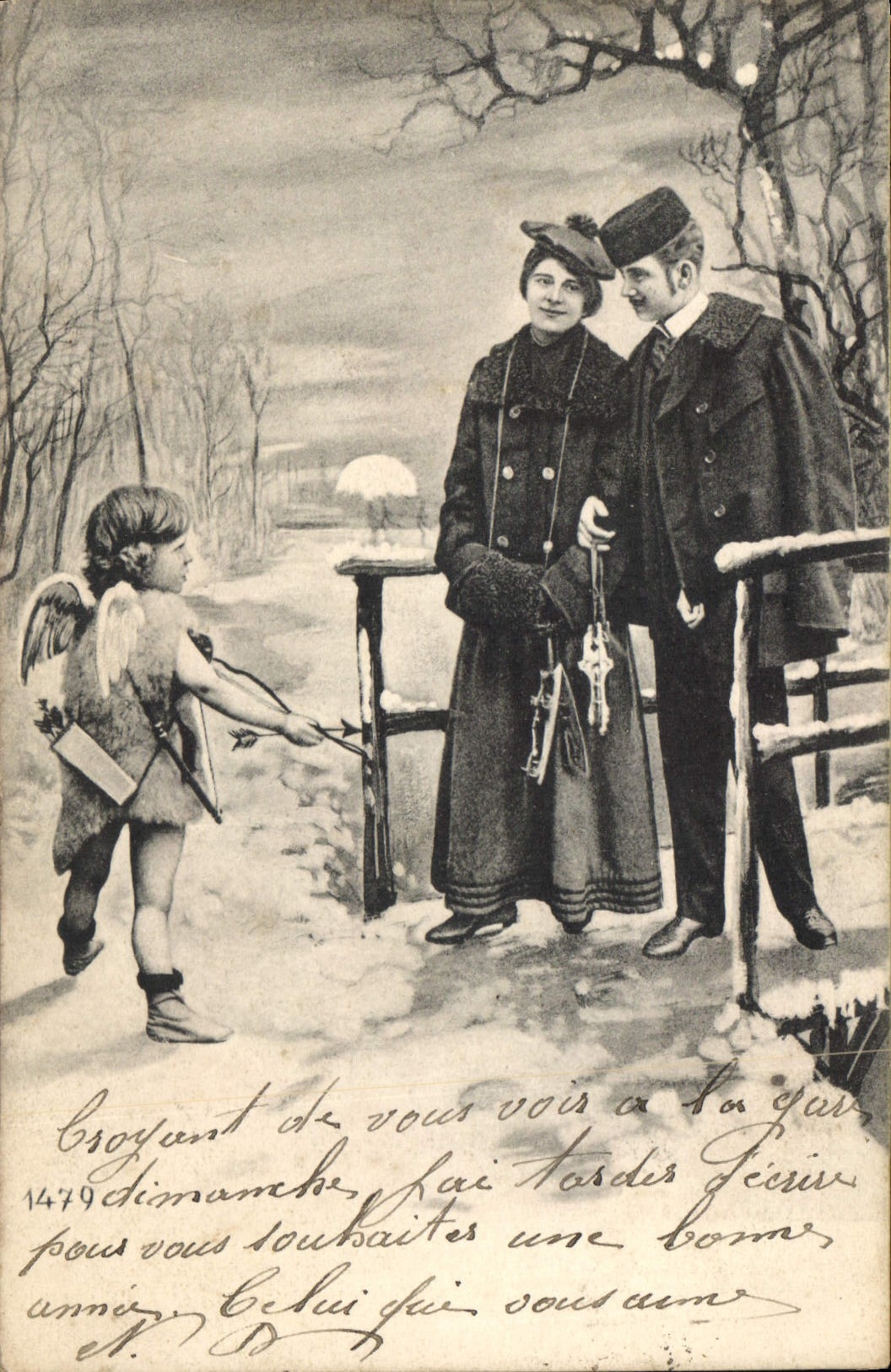 CPA Femme Patins a glace Ange