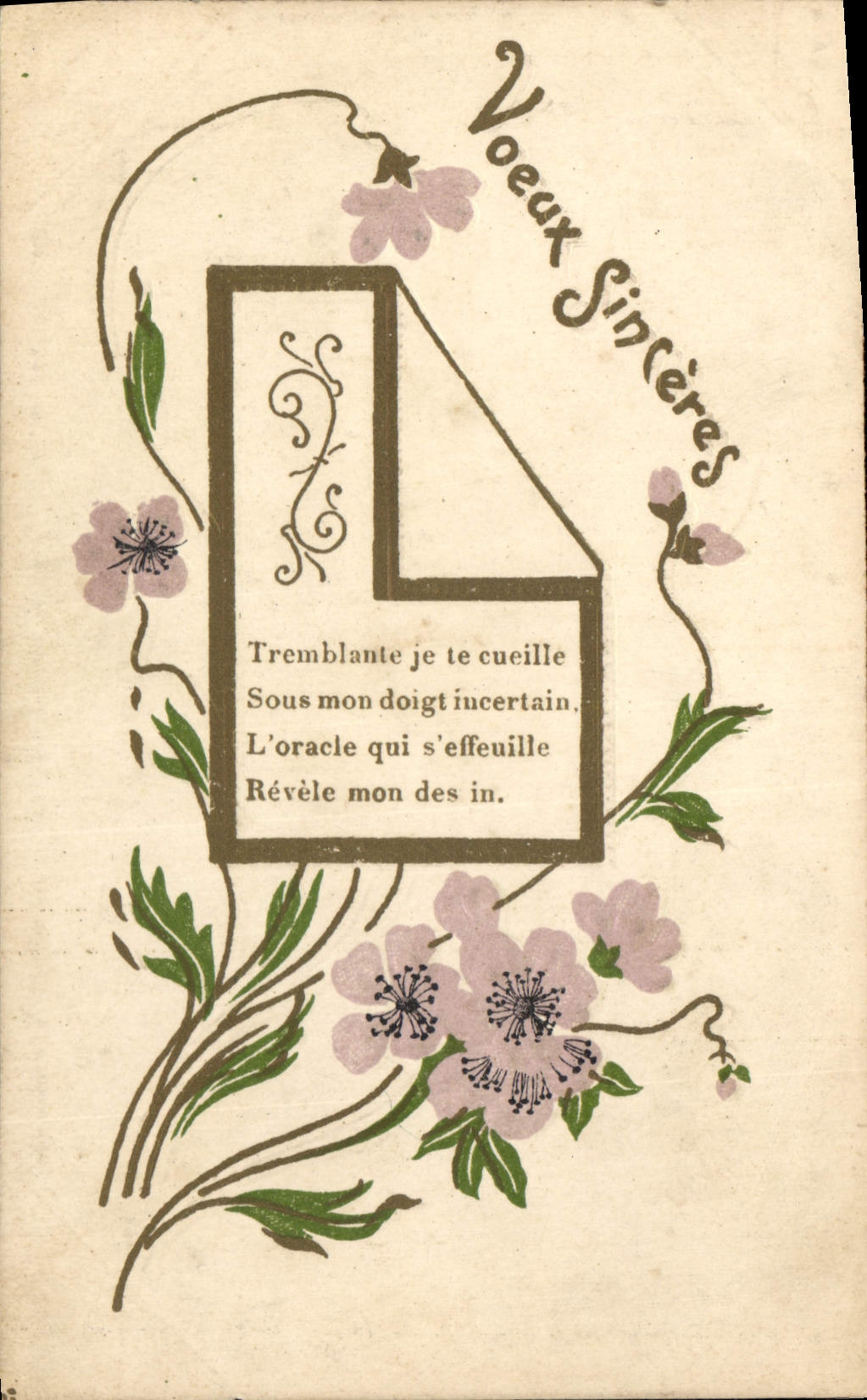 CPA Voeux Sinceres Fleurs