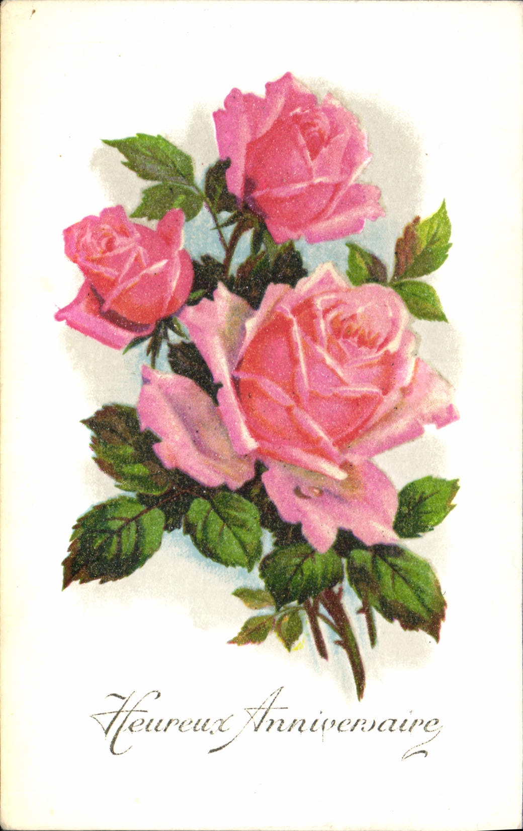 CPA Heureux Anniversaire Fleurs