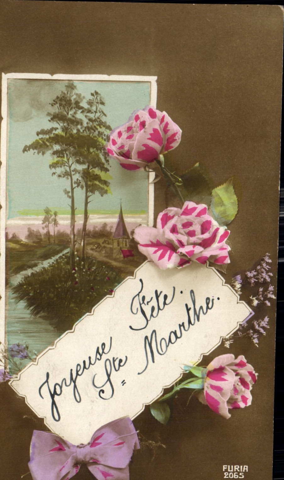 CPA Joyeuse Fete Ste Marthe Fleurs