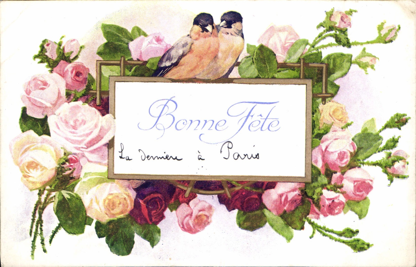 CPA Bonne Fete Fleurs Oiseaux