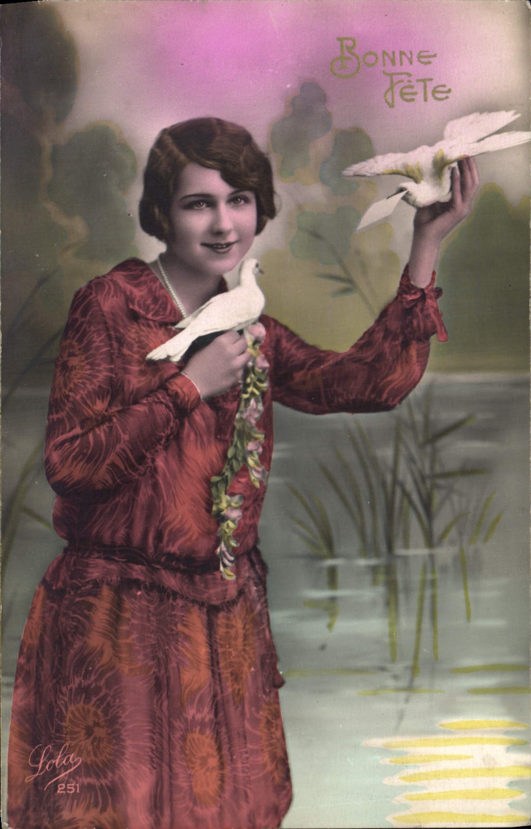 CPA Bonne Fete Femme Colombe