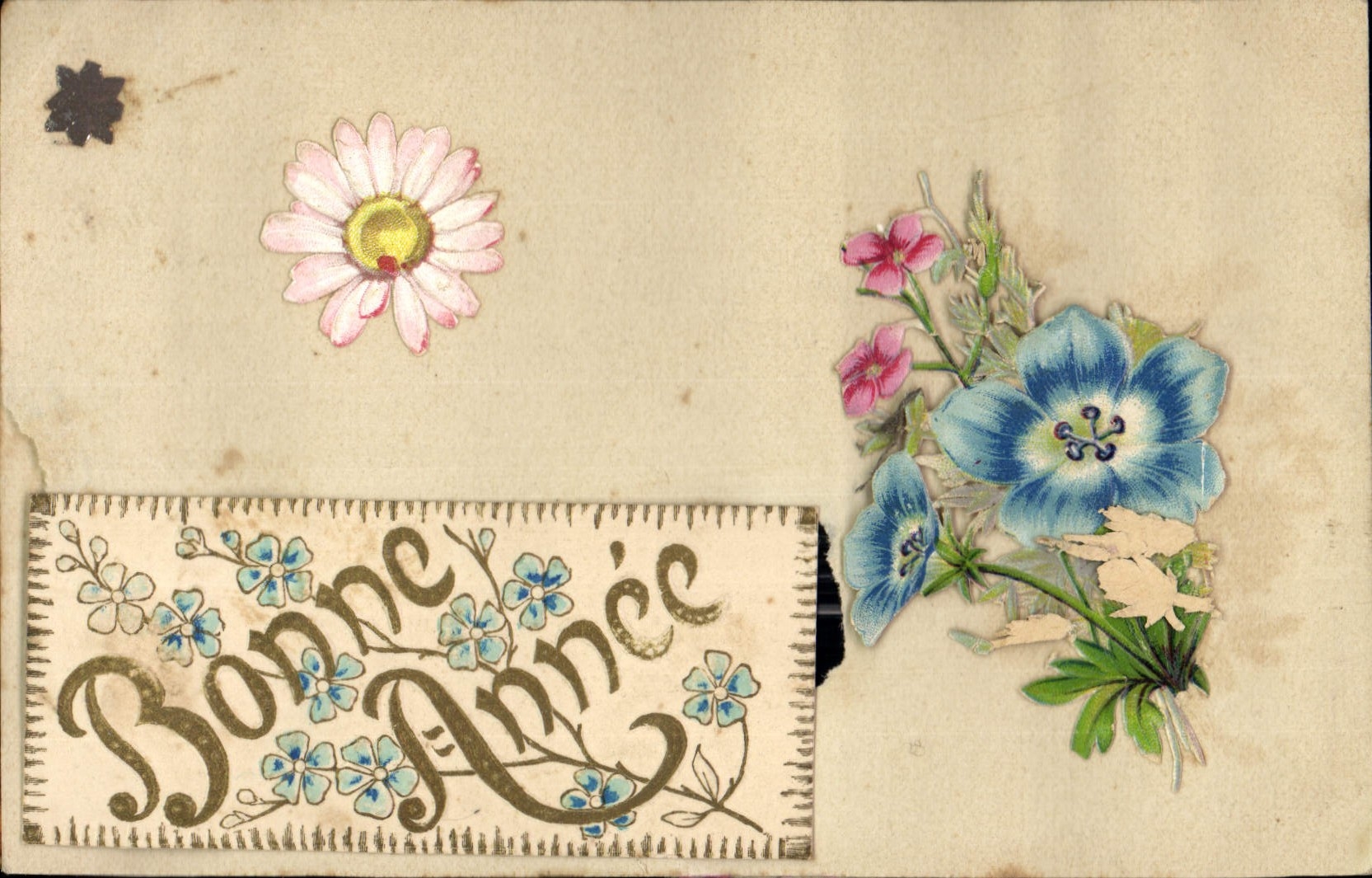 CPA Bonne Annee Fleurs