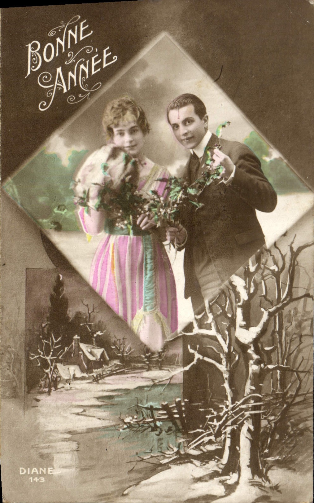 CPA Bonne Annee Femme