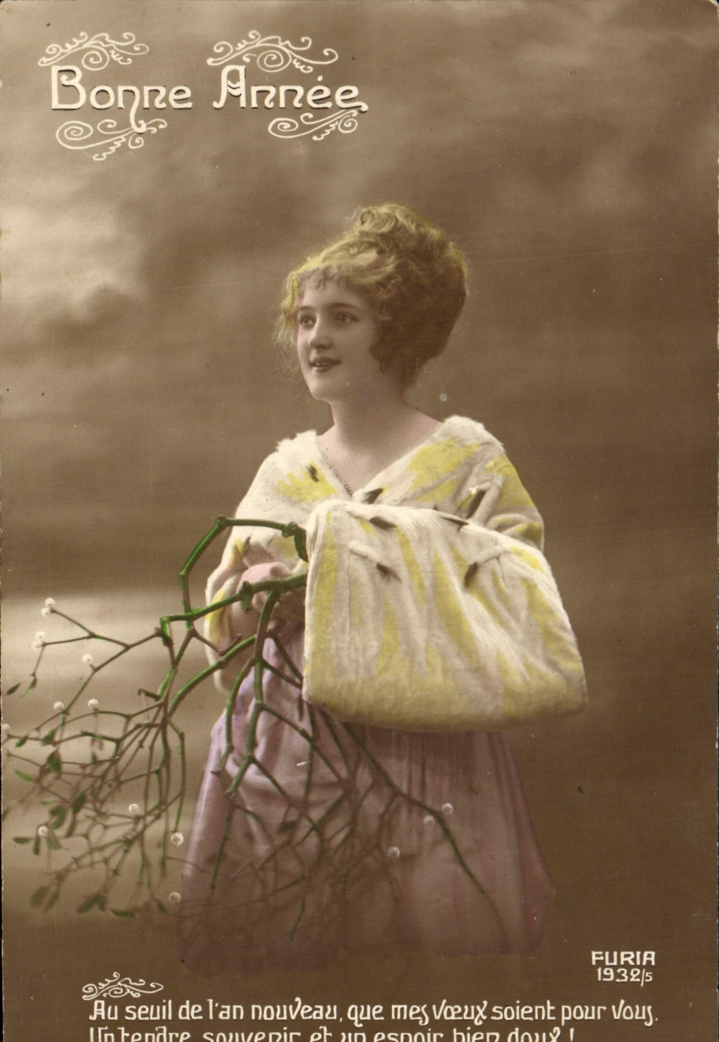 CPA Bonne Annee Femme