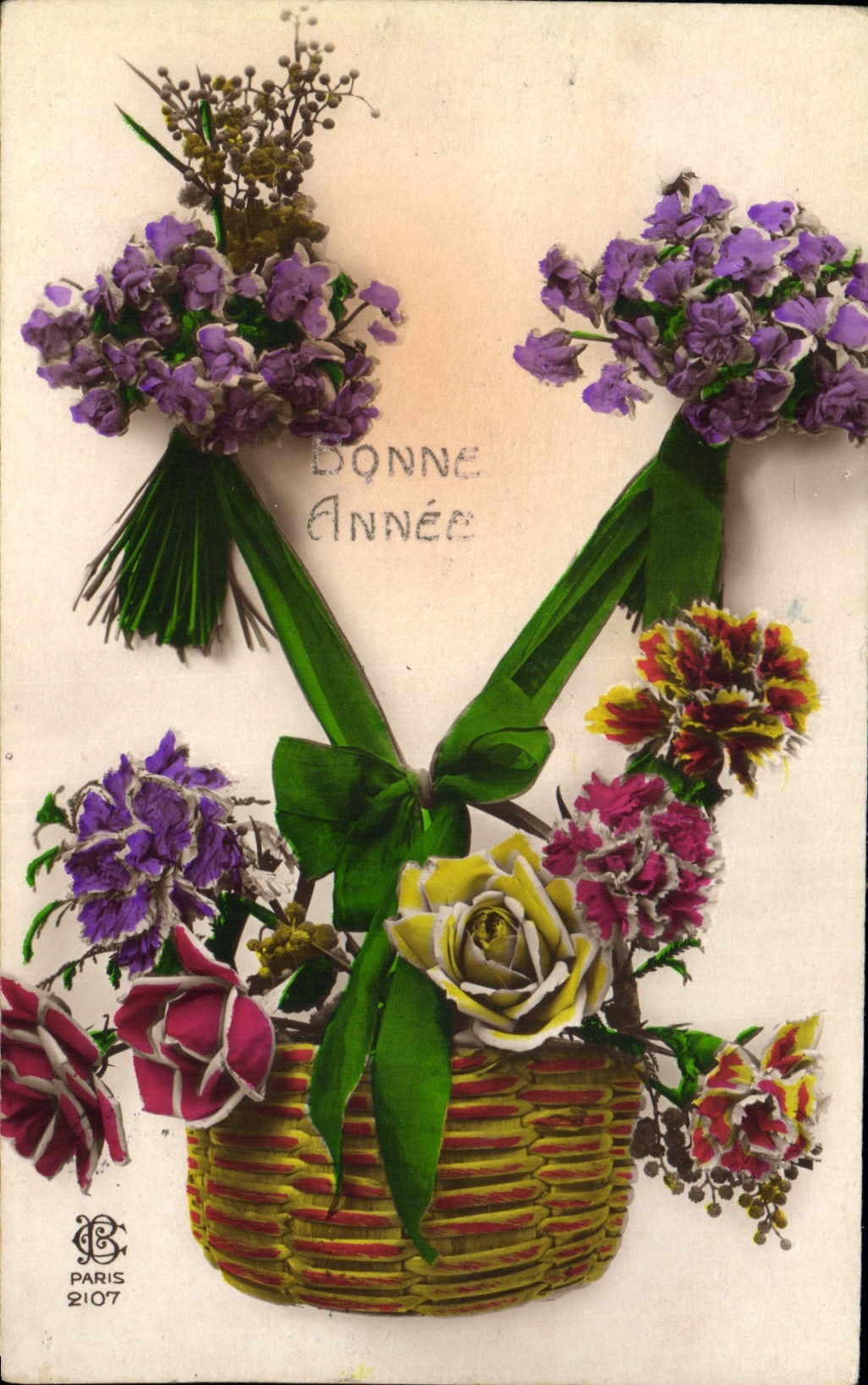 CPA Bonne Annee Fleurs