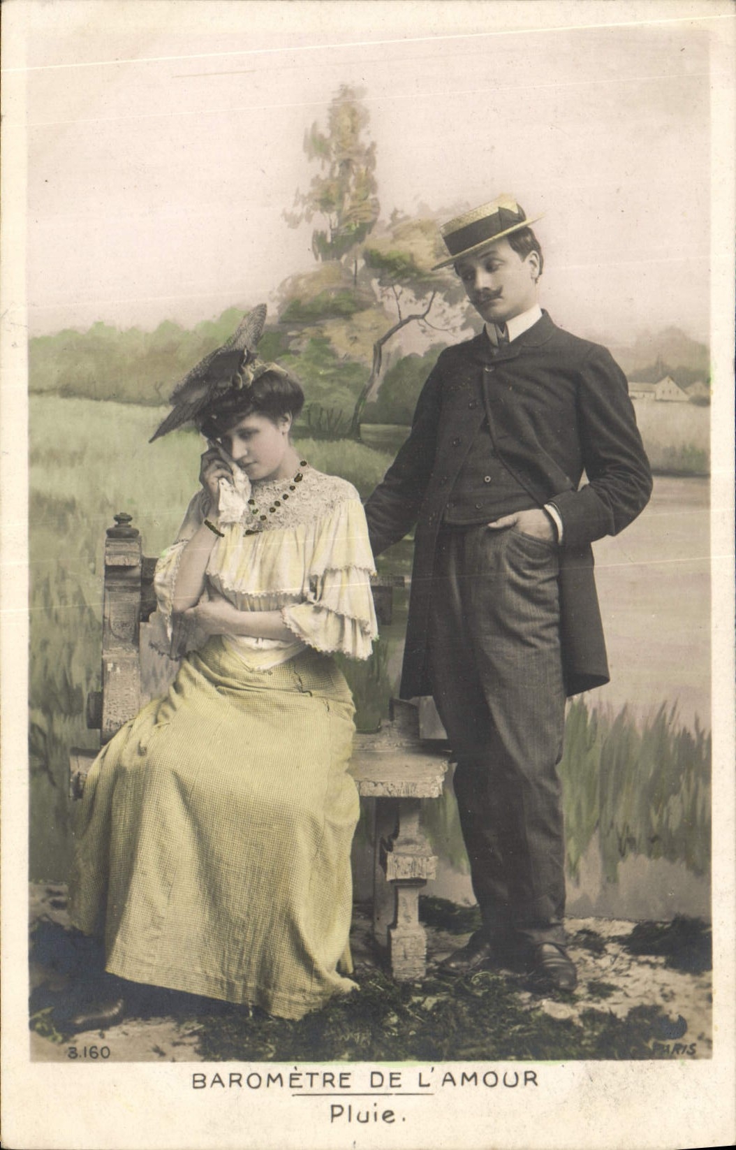 CPA Barometre de l'Amour Pluie Femme