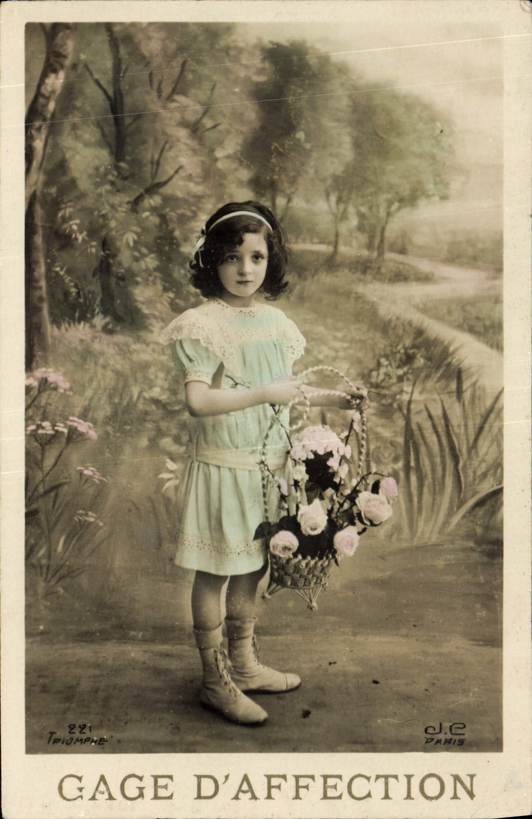 CPA Gage d'Affection Enfant fleurs