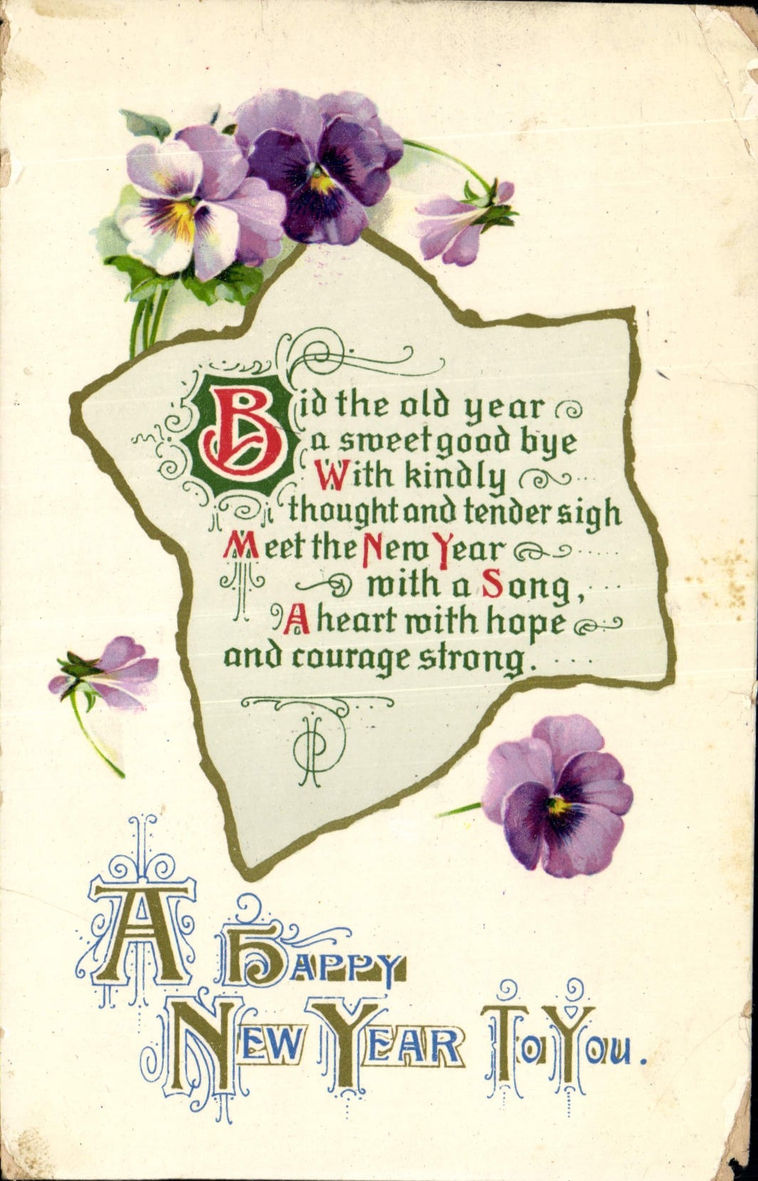 CPA A Happy New Year For You Fleurs