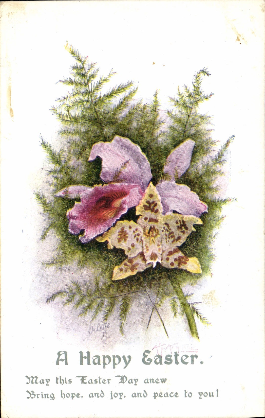 CPA A Happy Easter Fleurs