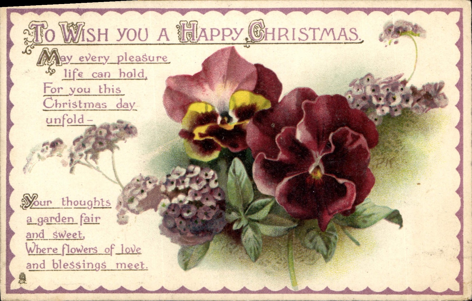 CPA To Wish you a Happy Christmas Fleurs
