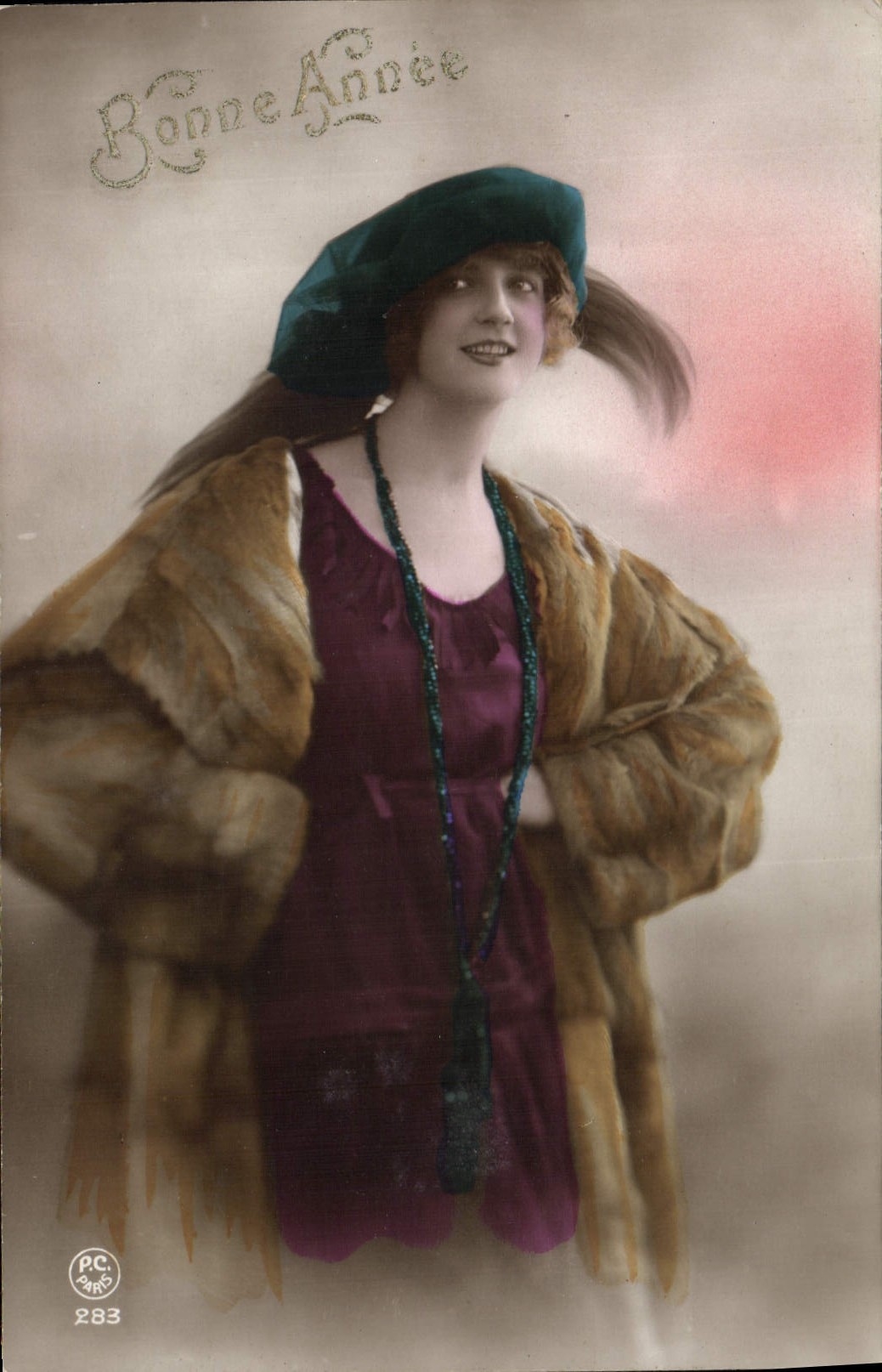 CPA Bonne Annee Femme