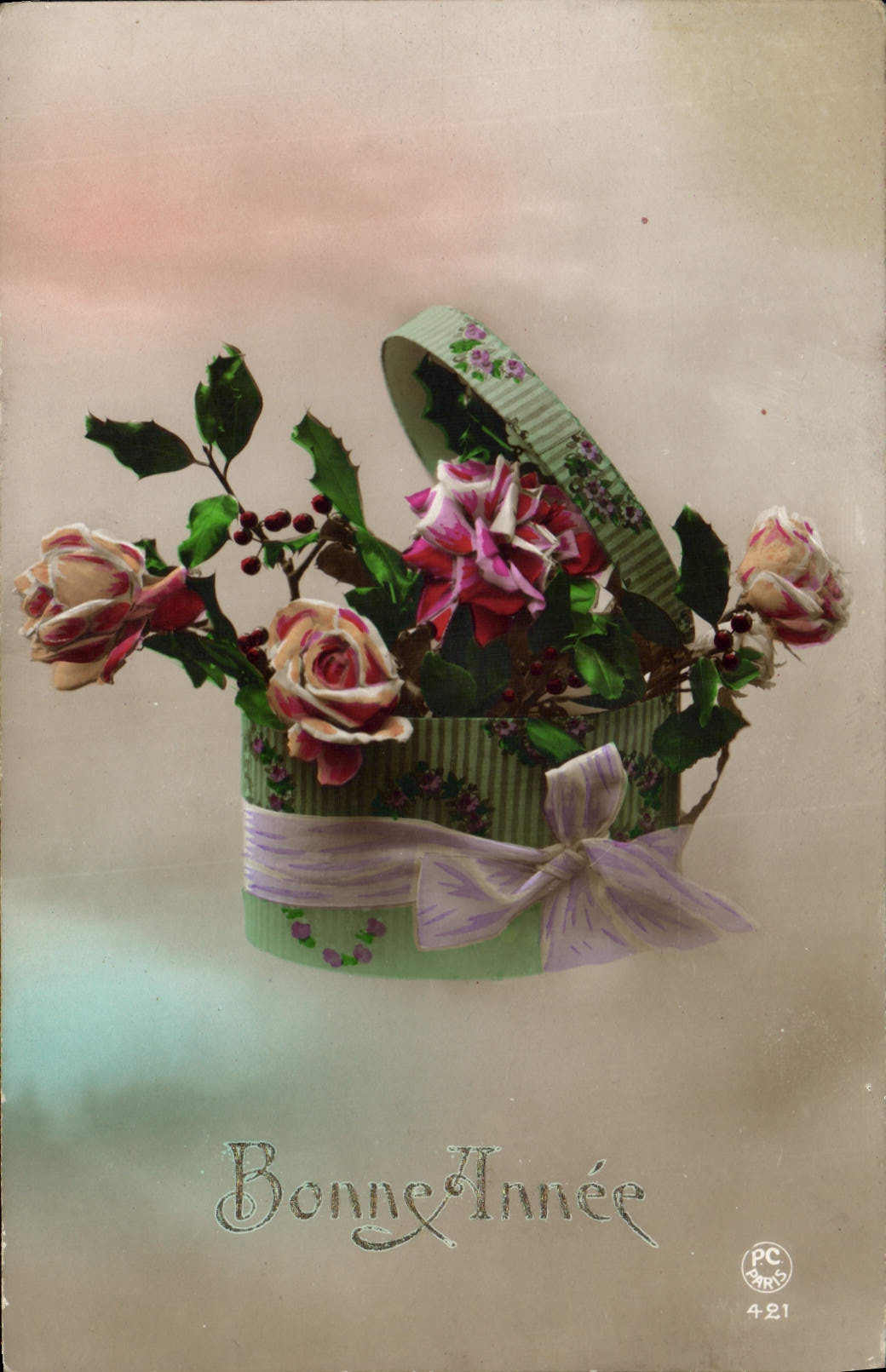 CPA Bonne Annee Fleurs