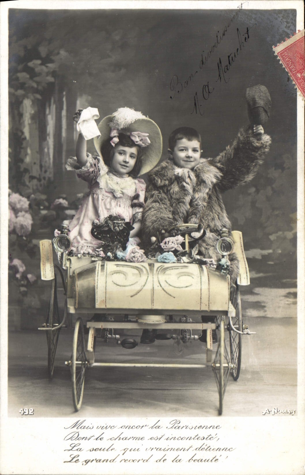 CPA Enfants Automobile