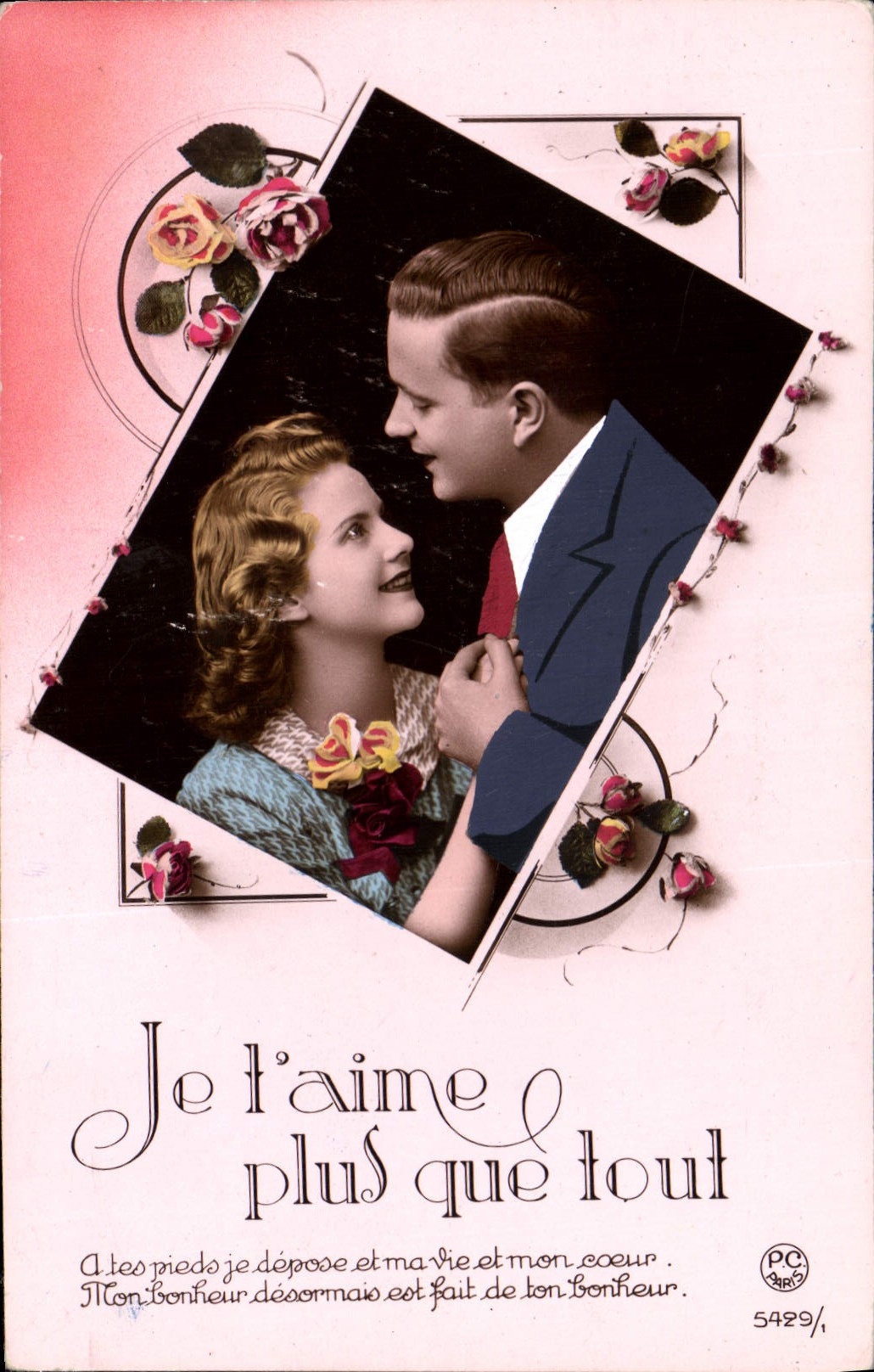 CPA Je t'aime plus que tout Femme