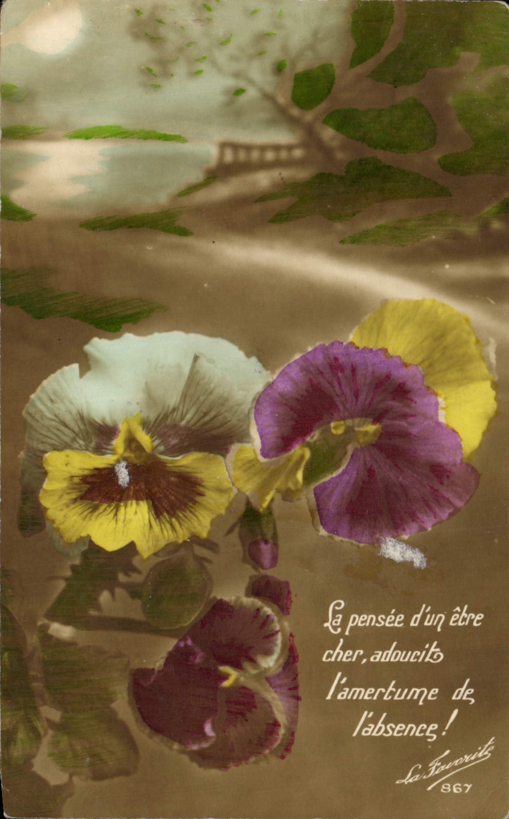 CPA La pensee d'un etre cher adourit l'amertune de l'absence Fleurs