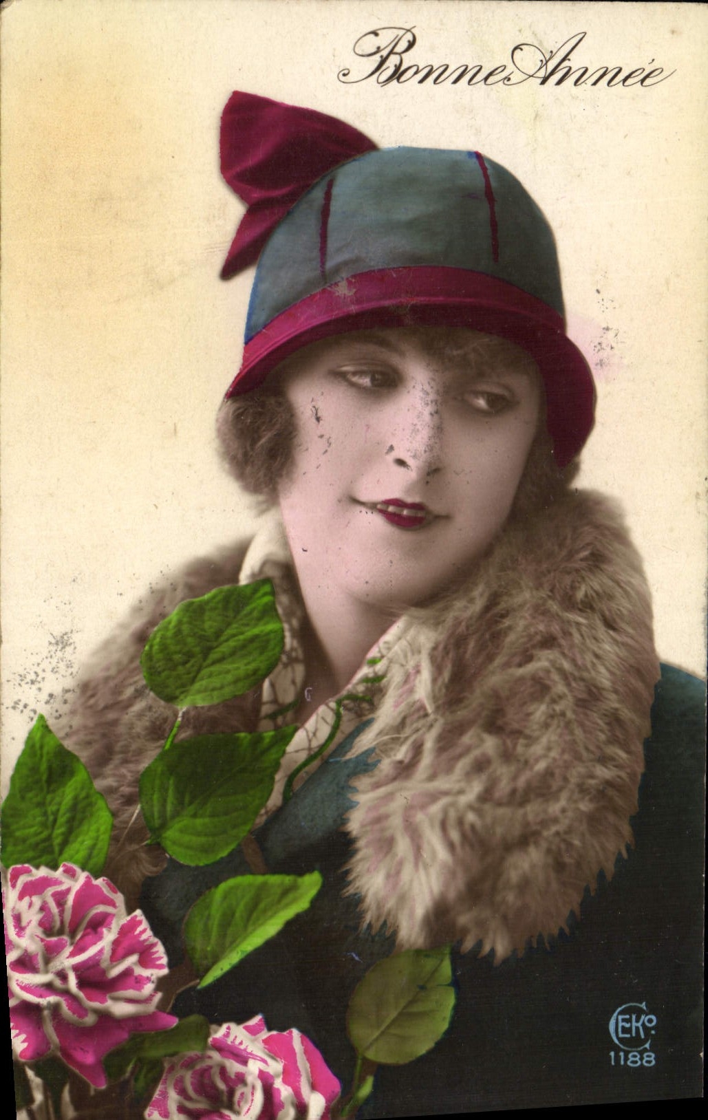 CPA Bonne Annee Femme