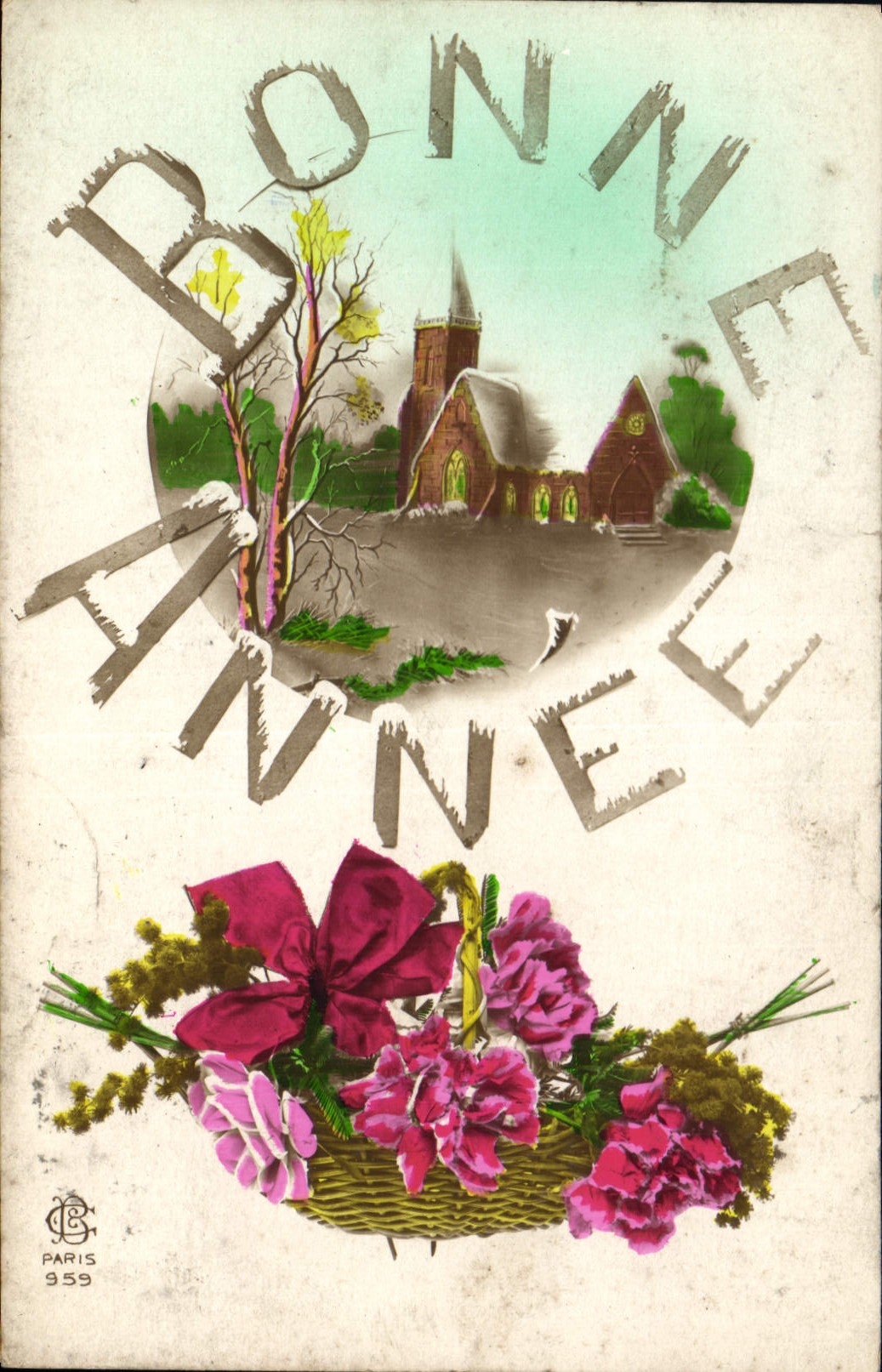 CPA Bonne Annee Fleurs