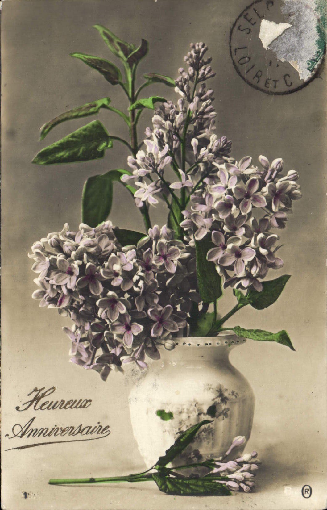 CPA Heureux Anniversaire Fleurs